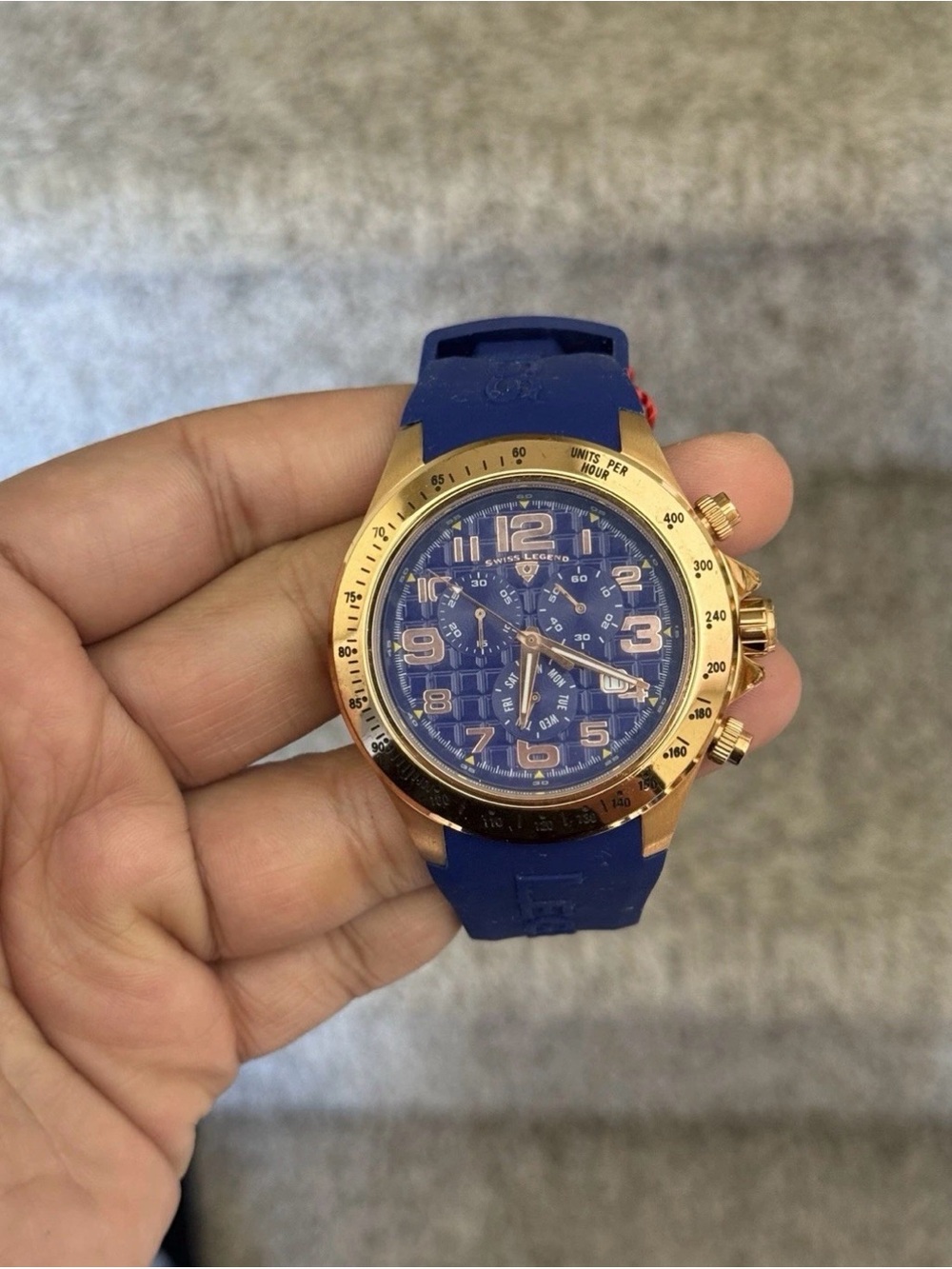Swiss legend Blue Dial Rose Gold Chronograph watch (not working properly)new